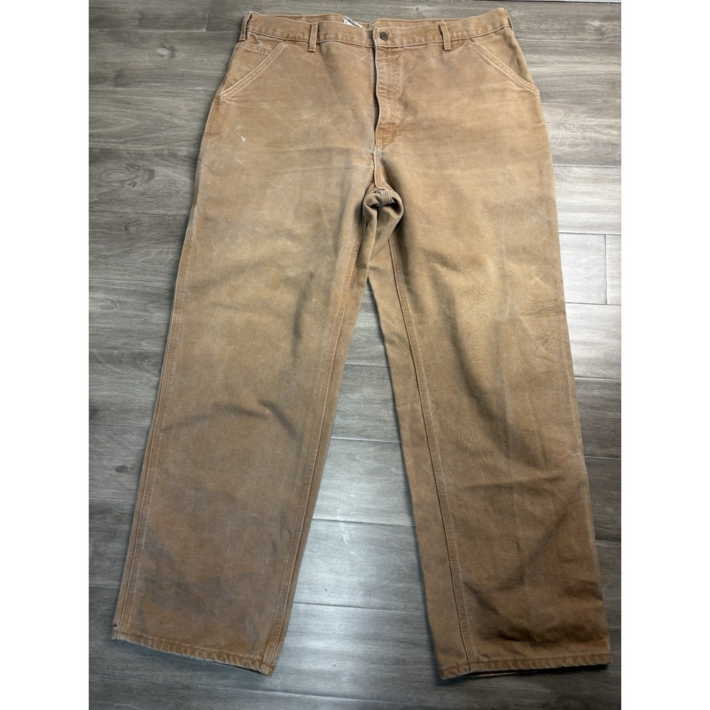 Vintage Carhartt B11 BRN Washed Duck Carpenter Work Pants Dungaree Fit 40x32 Tan